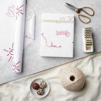 Mooie Roze Harten en Liefde Doodles Naadloos Patro Cadeaupapier