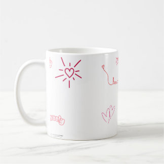 Mooie Roze Harten en Liefde Doodles Naadloos Patro Koffiemok