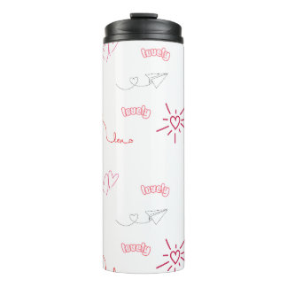 Mooie Roze Harten en Liefde Doodles Naadloos Patro Thermosbeker