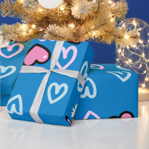 Mooie Roze Harten en Madeliefjes Cadeaupapier