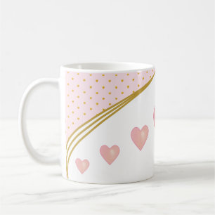 Mooie Roze Harten & Gouden Confetti Koffiemok