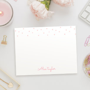 Mooie roze harten meisjesachtig gepersonaliseerd b notitiekaartje