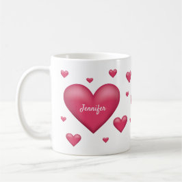 Mooie Roze Harten Met Een Gepersonaliseerde Naam Koffiemok