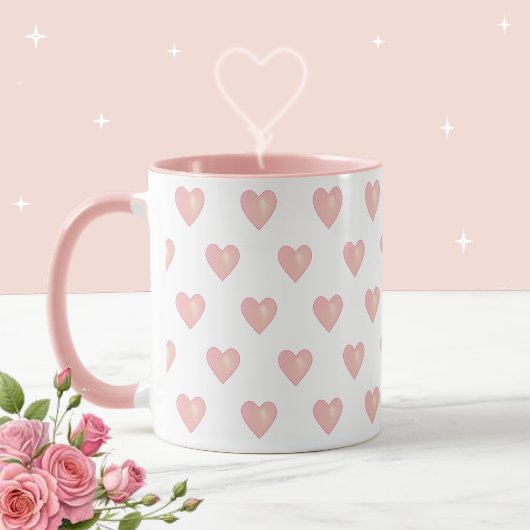 Mooie Roze Harten op Wit Mok