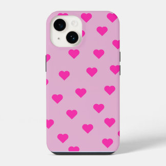 Mooie roze harten patroon telefoonhoes iPhone 14 hoesje