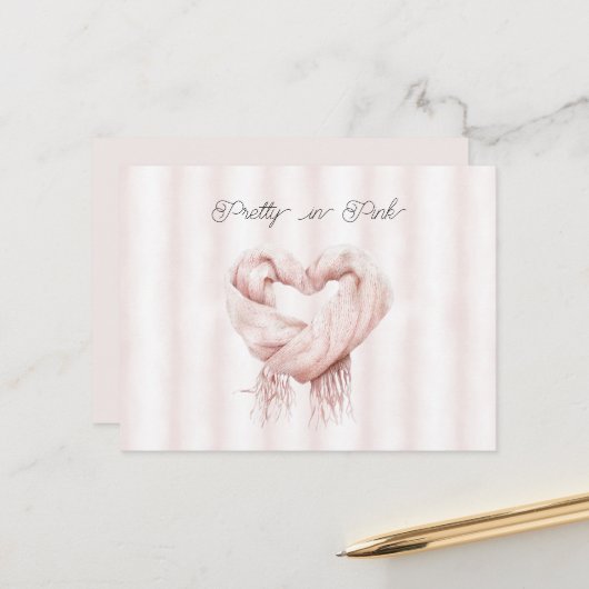 Mooie roze hartensjaal briefkaart (Voorkant / Achterkant in situ)