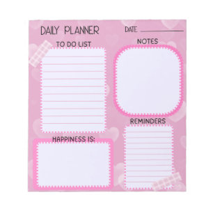Mooie Roze Hartjes Dagelijkse Planner Notitieblok