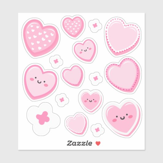 Mooie Roze Hartjes op Maat Gesneden Sticker (Vel)