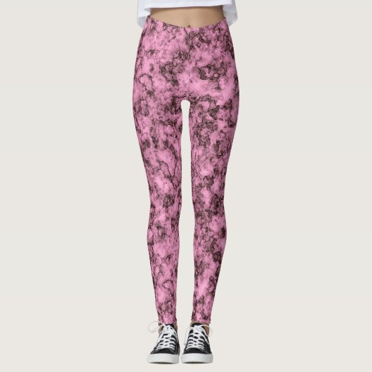 Mooie roze heldere marmeren donkere aderen leggings (Voorkant)