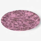 Mooie roze heldere marmeren donkere aderen papieren bordje (Gekanteld)