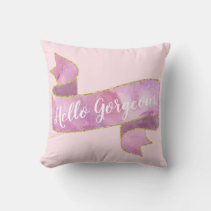 Mooie Roze Hello Gorgeous Gouden Lint Kussen