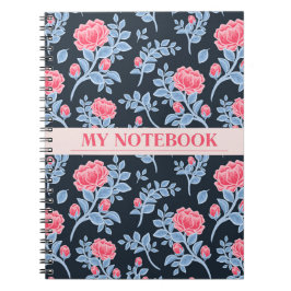 Mooie Roze & Hemelblauwe Bloemige Esthetische Noti Notitieboek