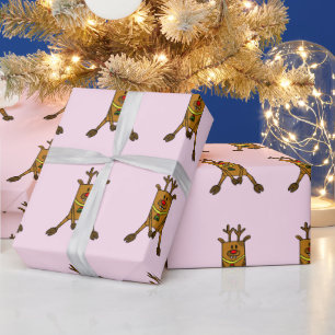 Mooie Roze Herten Tekening Kinderen Kerstmis  Cadeaupapier
