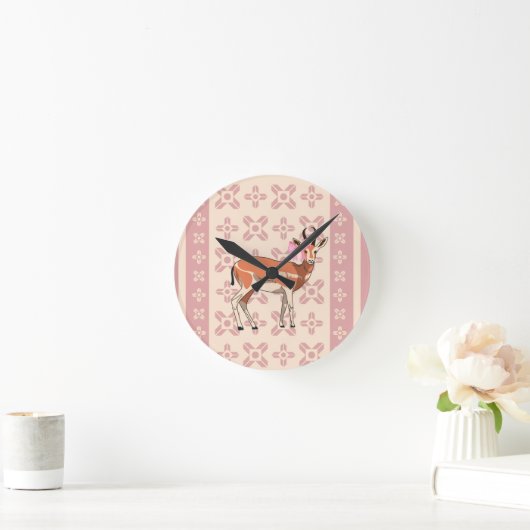 Mooie roze hertenprint Kerst Ronde Klok (Huis)