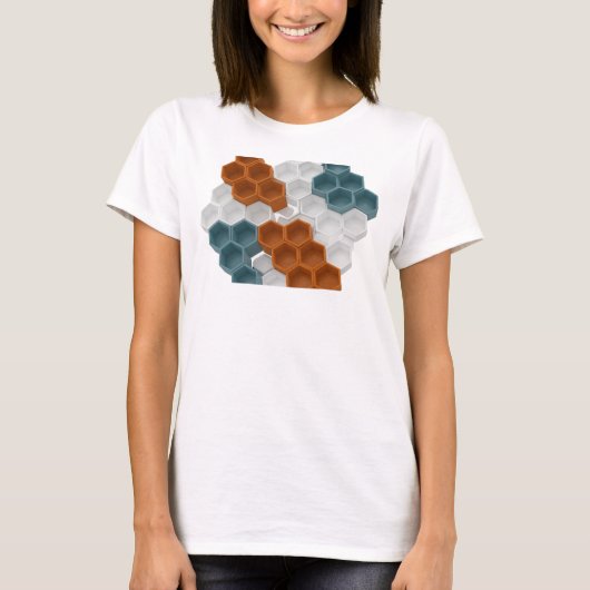Mooie Roze HEXAGONALE HONINGRAAT STRUCTUUR T-shirt (Voorkant)