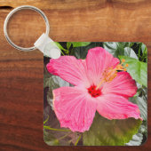Mooie Roze Hibiscus Sleutelhanger (Voorkant)
