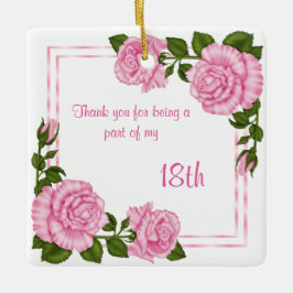Mooie Roze Hoekboeketten 18e Verjaardag Keramisch Ornament