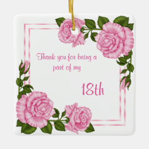 Mooie Roze Hoekboeketten 18e Verjaardag Keramisch Ornament