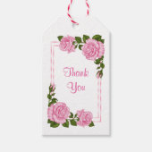 Mooie Roze Hoekboeketten Bruiloft Cadeaulabel (Voorkant)