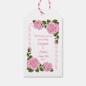 Mooie Roze Hoekboeketten Bruiloft Cadeaulabel (Achterkant)