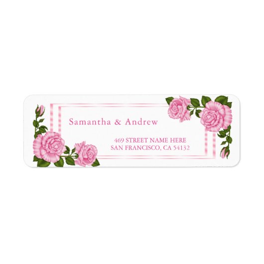Mooie Roze Hoekboeketten Bruiloft Etiket (Voorkant)