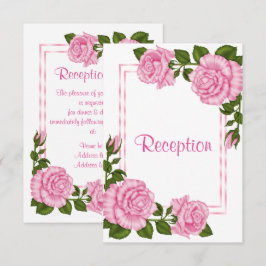 Mooie Roze Hoekboeketten Bruiloftsreceptie Kaart