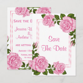Mooie Roze Hoekboeketten Huwelijk Save The Date Kaart