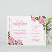Mooie Roze Hoekboeketten Huwelijksprogramma (Staand voorkant)