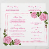 Mooie Roze Hoekboeketten Huwelijksprogramma (Voorkant / Achterkant)