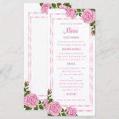 Mooie Roze Hoekboeketten Trouwmenu Menu (Voorkant / Achterkant)