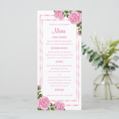 Mooie Roze Hoekboeketten Trouwmenu Menu (Staand voorkant)