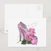 Mooie Roze Hoge Hak Roos Briefkaart (Voorkant / Achterkant)
