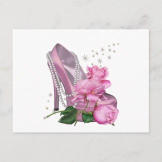Mooie Roze Hoge Hak Roos Briefkaart