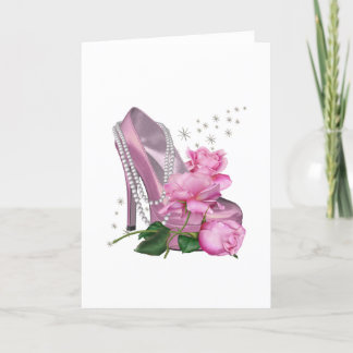 Mooie Roze Hoge Hak Roos Kaart
