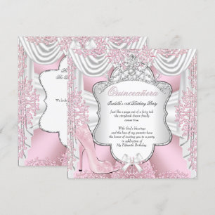 Mooie Roze Hoge Hakken Prinses Quinceanera 15e Ver Kaart