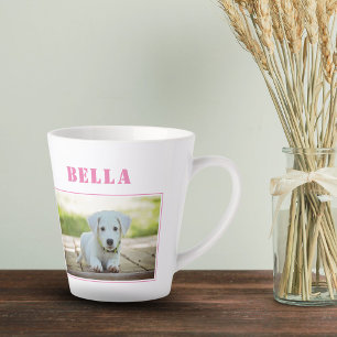 Mooie Roze Hond Foto en Naam Latte Mok