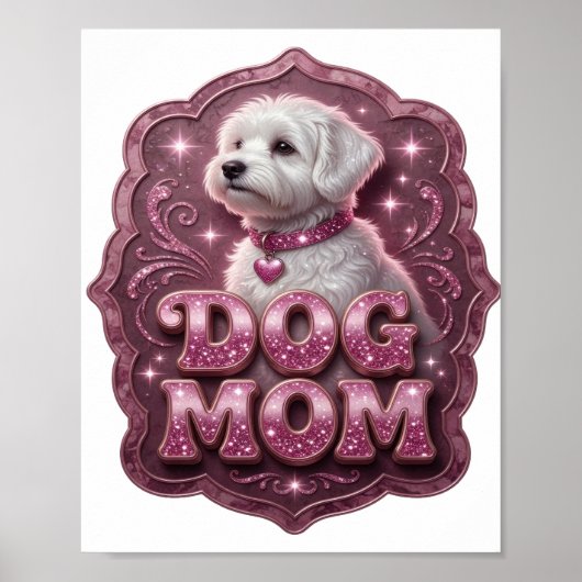 Mooie Roze HOND MOEDER Poster (Voorkant)