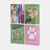 Mooie Roze Hondencollage Aangepaste Huisdier Kerst Glas Ornament (Voorkant links)