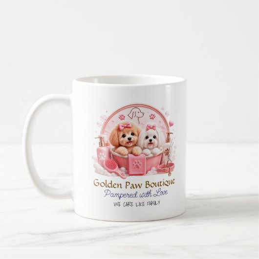 Mooie Roze Hondenverzorging Mok Ontwerp (Links)
