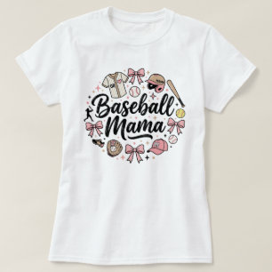 Mooie Roze Honkbal Mama T-shirt - Stijlvolle Wedst