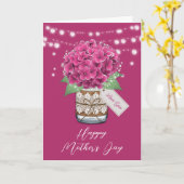 Mooie roze hortensia rustieke Moederdag Kaart (Gele Bloem)