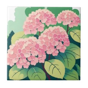 Mooie Roze Hortensia Struiken Tegeltje