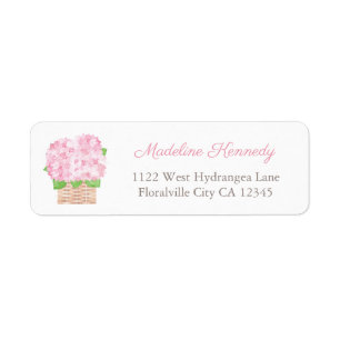 Mooie Roze Hortensia's Mand Met Retouradres Etiket