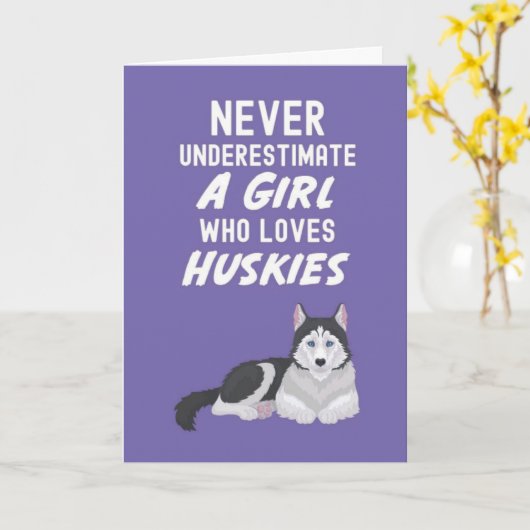 Mooie Roze Husky Kaarten Voor Baby Meisjes Kindere (Gele Bloem)