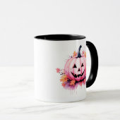 Mooie Roze Jack-O' Lantern Moderne Halloween Mok (Voorkant rechts)