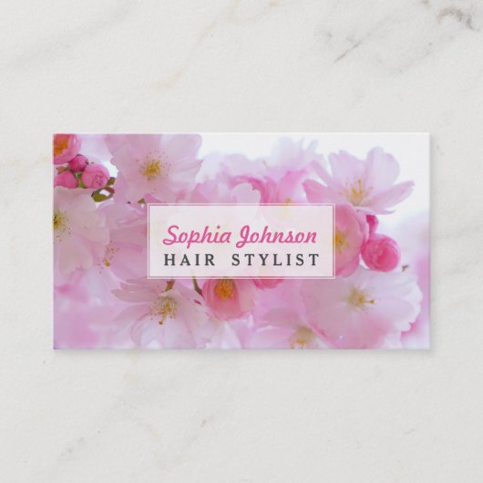 Mooie roze Japanse Cherry Blossom Visitekaartje (Voorkant)