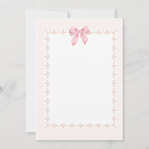 Mooie Roze Kader met een Strik Briefpapier Bedankkaart