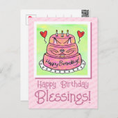 Mooie Roze Kat Cake Gefeliciteerd met je verjaarda Briefkaart (Voorkant / Achterkant)
