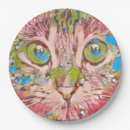 Mooie Roze Kat Papieren Bordje