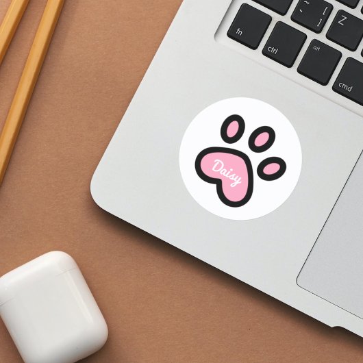 Mooie Roze Kat Pootafdruk - Persoonlijke Stickers